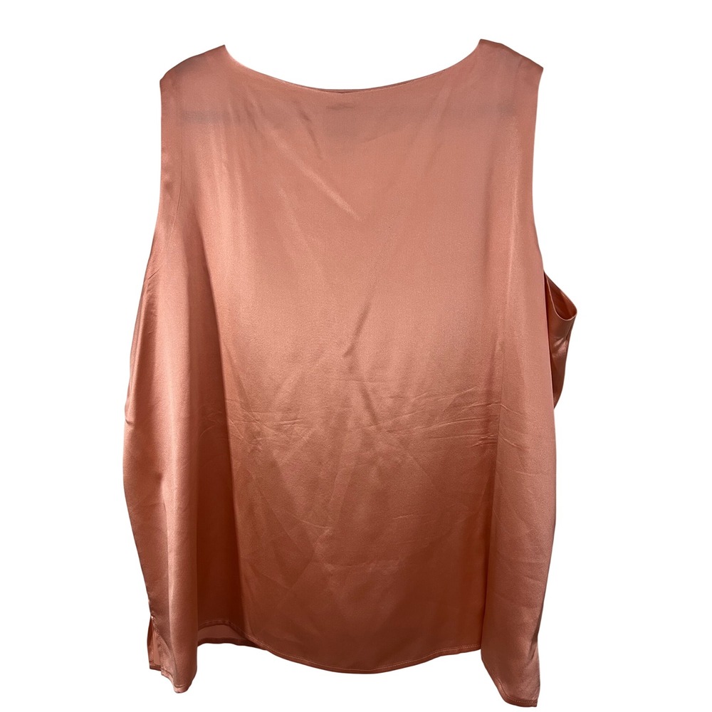 Nolan Miller Silk Tank‎ Top 3X Vintage Glamour Style Peach Pink Square Neck - Picture 3 of 4